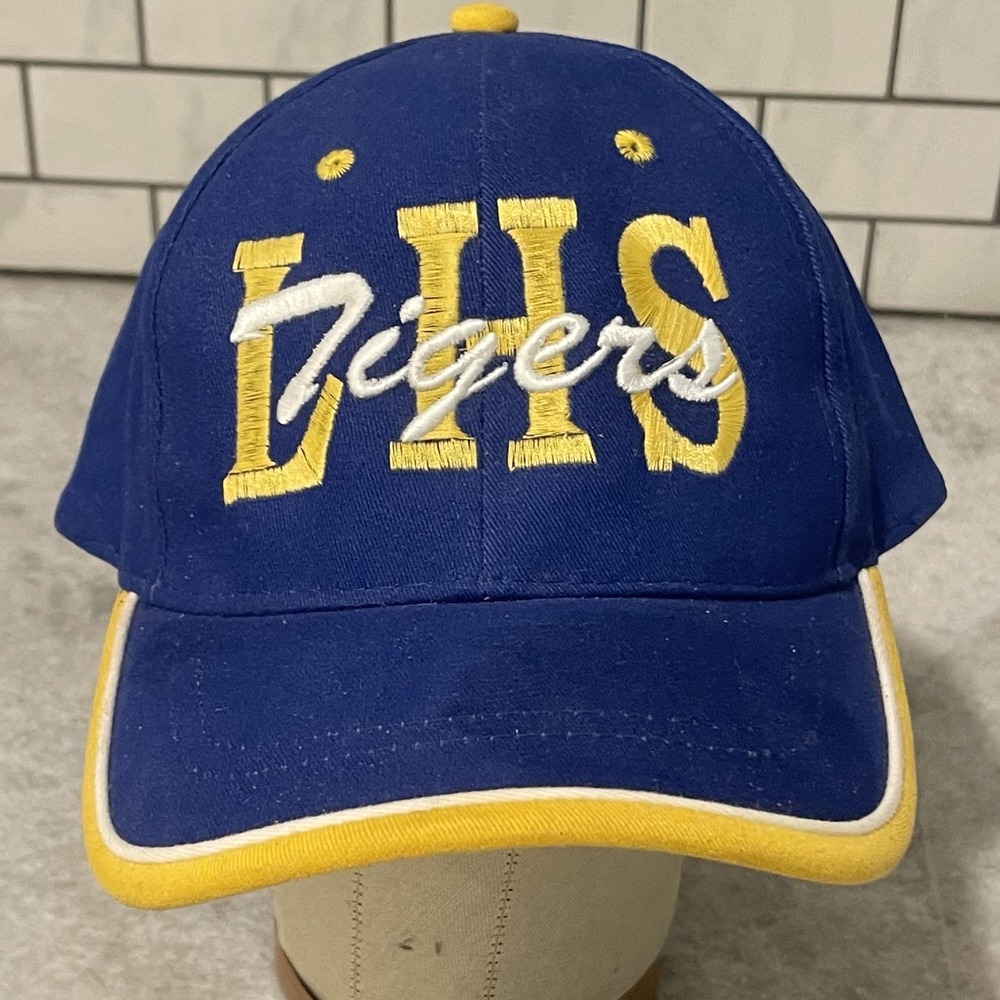 LHS Tigers Hat Cap Strap Back Mens One Size Blue Yellow Baseball Outdoor Cap